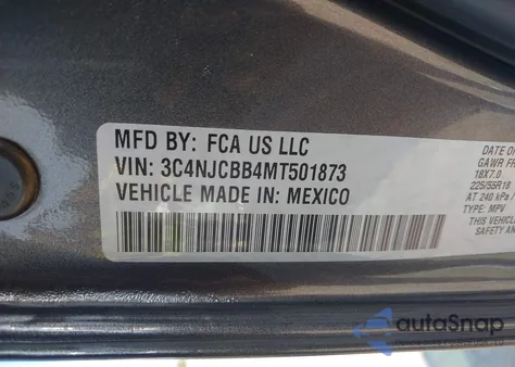 2021 Jeep Compass Altitude Fwd из США, поврежденный, VIN 3C4NJCBB4MT501873